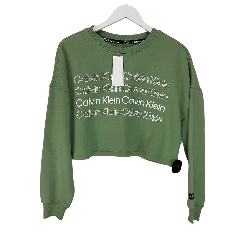 Sweatshirts with reflective strips -Sweatshirt Crewneck By Calvin Klein In Green, Size: Xs