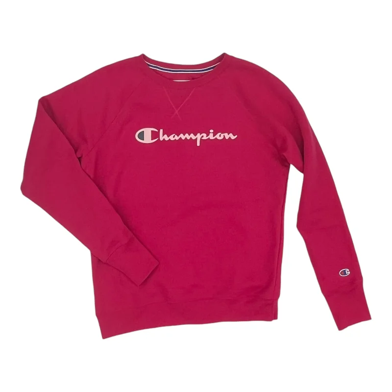 Sweatshirts with prints -Athletic Sweatshirt Crewneck By Champion In Pink, Size:M