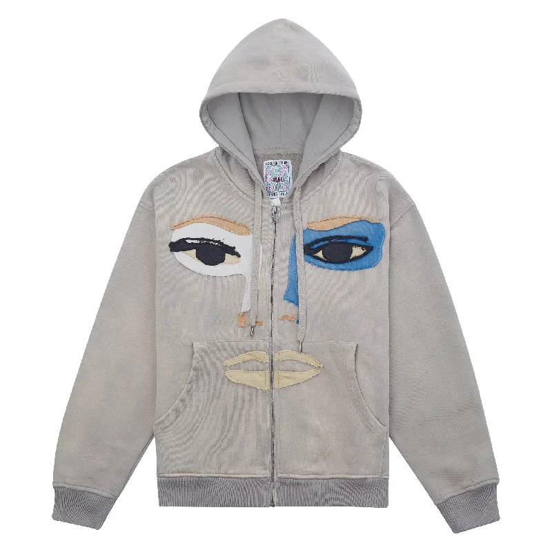 hoodie tropical -Face Washed Zip Hoodie