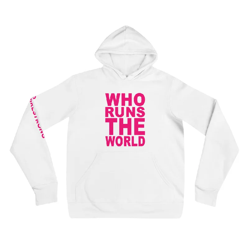 hoodie autumn vibes -EVERYDAY FLEECE, COZY CHIC HOODIE WHITE - WHO RUNS THE WORLD