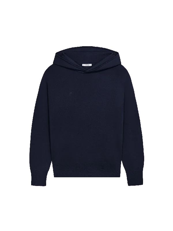 hoodie floral -Womens Regenerative Merino Wool Hoodie—navy