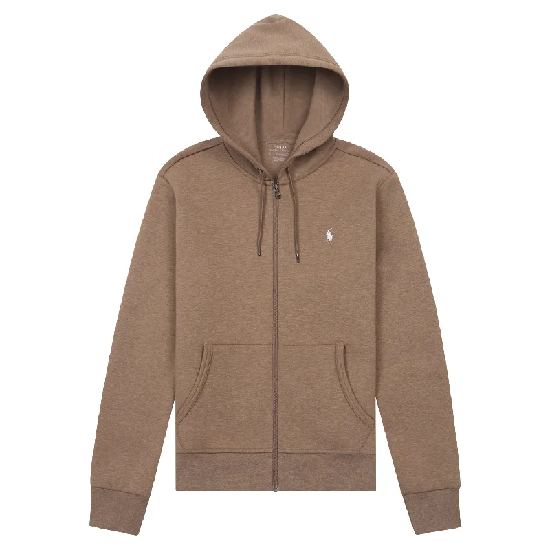 hoodie athleisure -Double-Knit Full Zip Hoodie | Brown