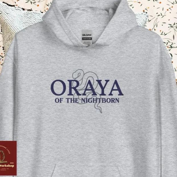 hoodie fitted -Oraya of the Night Born Embroidered Hoodie