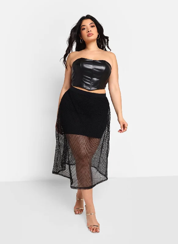 Skirts for summer festivals -Moira Mesh Overlay Midi A Line Skirt