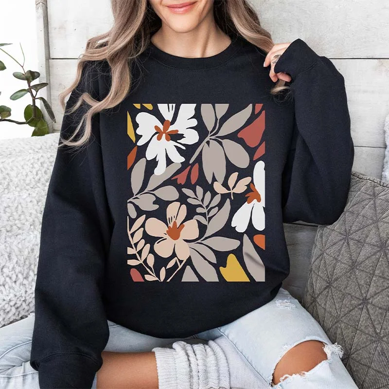 Sweatshirts limited edition -Boho White Flower Minimalist Sweatshirt