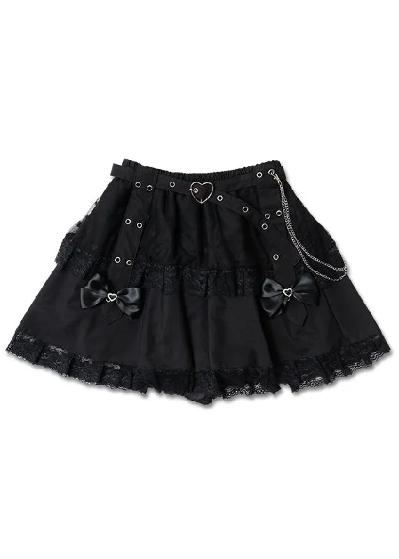 Skirts for picnic outings -Love Punk Black Lolita Mini Skirt