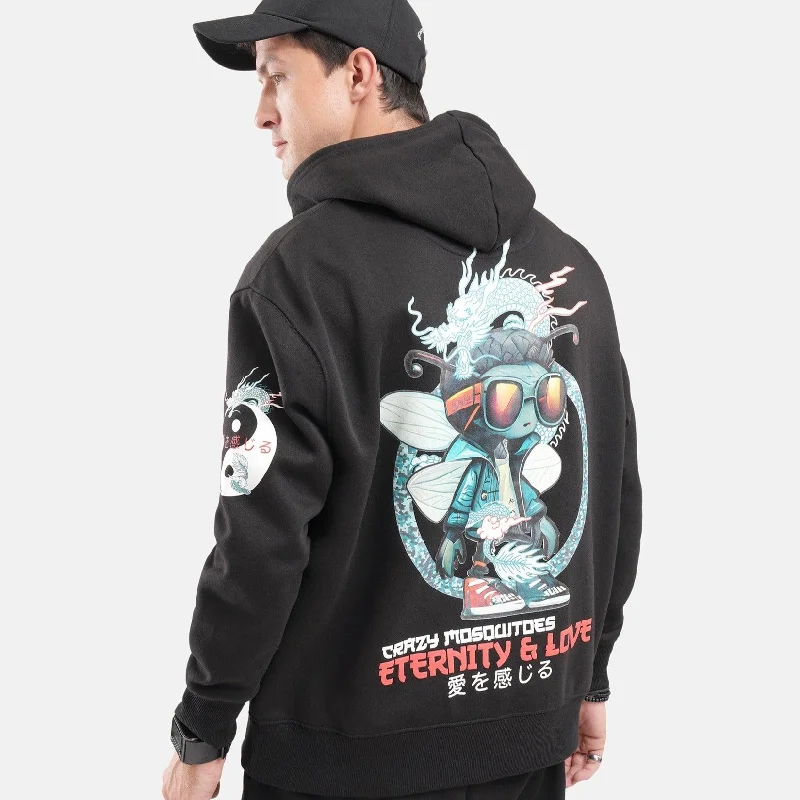 hoodie tropical -Dragon Regular Fleece Hoodie in Black