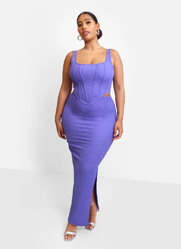 Skirts for creative office looks -Winnie Textured Ruched Maxi Bodycon Skirt - Periwinkle