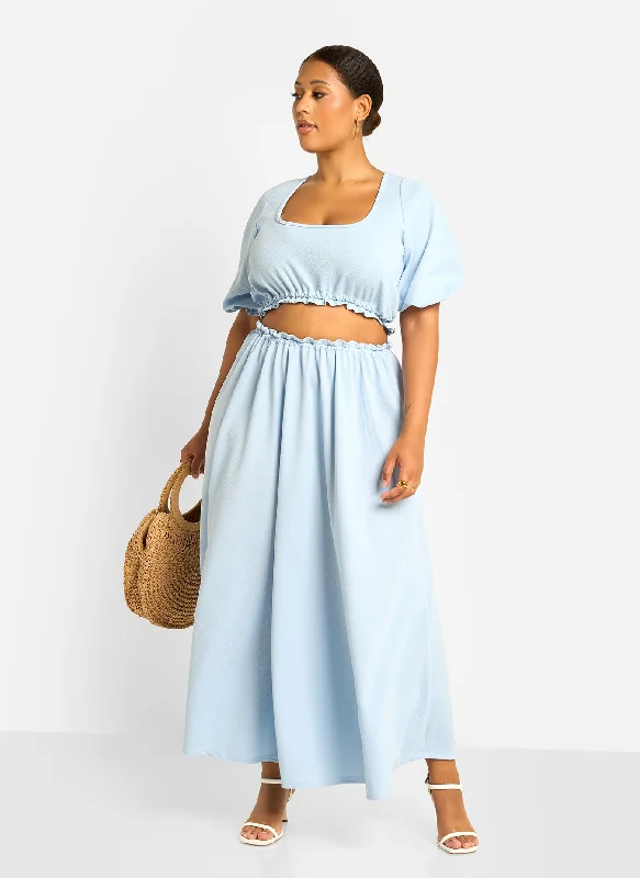 Skirts for luxurious high-end brands -Cyan Skater Maxi Skirt - Baby Blue