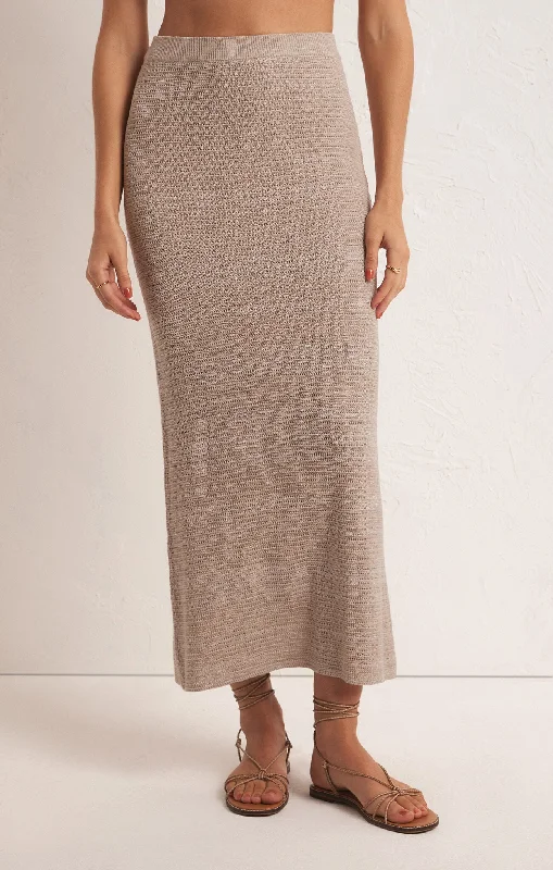 Skirts for bold and confident women -Z Supply Mykonos Midi Skirt - Oatmeal Heather