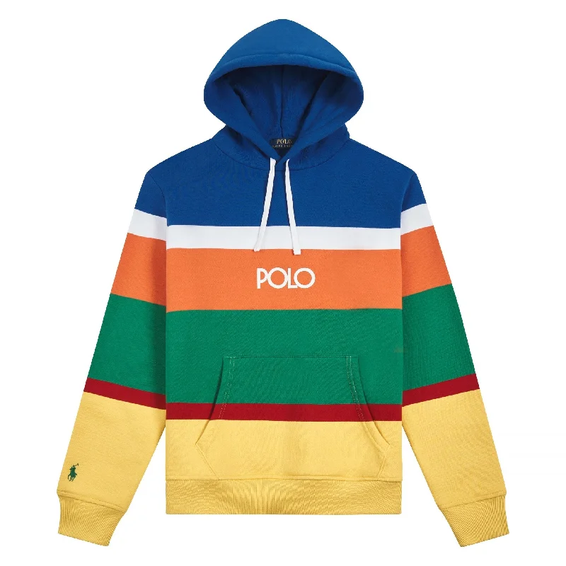 hoodie brand -Logo Striped Fleece Hoodie | Blue Saturn Multi