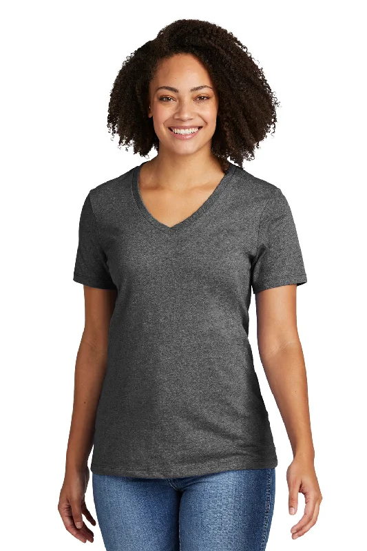 slub t-shirts textured -Allmade Womens Recycled Short Sleeve V-Neck T-Shirt - Heather Charcoal Grey