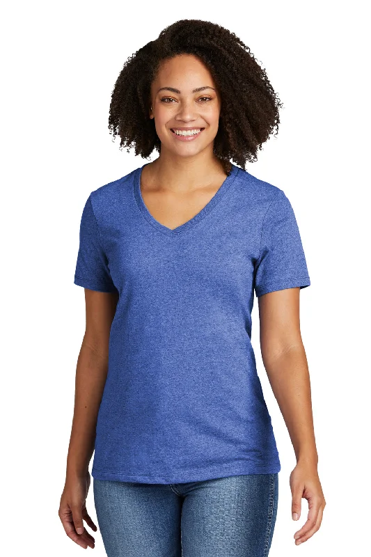 tie-back t-shirts stylish -Allmade Womens Recycled Short Sleeve V-Neck T-Shirt - Heather Royal Blue