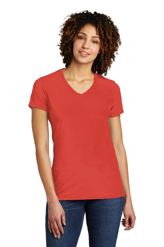 breathable t-shirts cool -Allmade Womens Short Sleeve V-Neck T-Shirt - Desert Sun Red