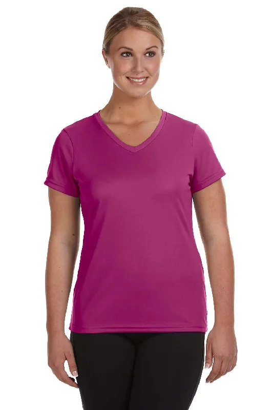 t-shirts for stylish -Augusta Sportswear Womens Moisture Wicking Short Sleeve V-Neck T-Shirt - Power Pink