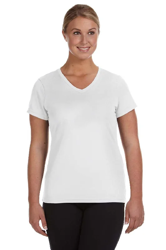 halter t-shirts summer -Augusta Sportswear Womens Moisture Wicking Short Sleeve V-Neck T-Shirt - White