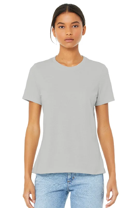 t-shirts with collars -Bella + Canvas Womens CVC Short Sleeve Crewneck T-Shirt - Heather Silver Grey