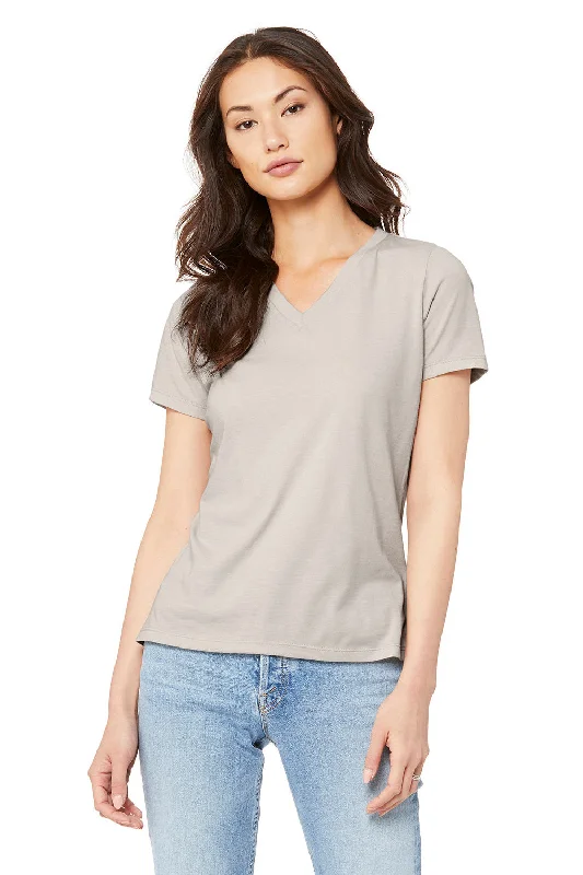 bronze t-shirts bold -Bella + Canvas Womens CVC Short Sleeve V-Neck T-Shirt - Heather Dust