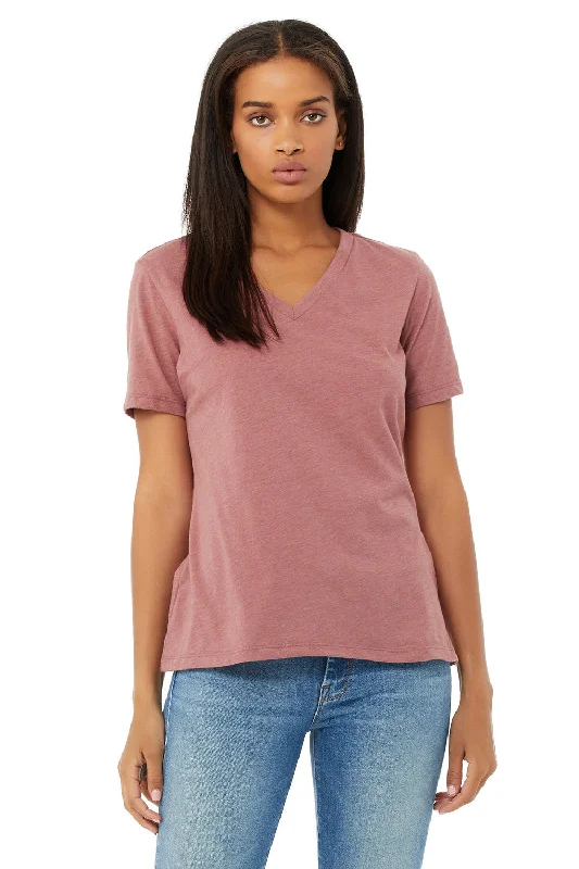 ivory t-shirts clean -Bella + Canvas Womens CVC Short Sleeve V-Neck T-Shirt - Heather Mauve