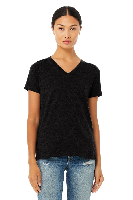 navy blue t-shirts classic -Bella + Canvas Womens CVC Short Sleeve V-Neck T-Shirt - Solid Black