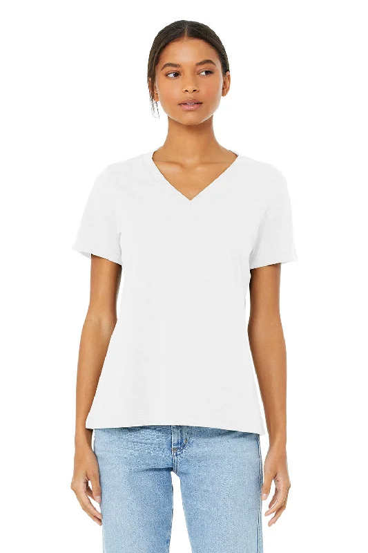 monochrome t-shirts sleek -Bella + Canvas Womens CVC Short Sleeve V-Neck T-Shirt - Solid White