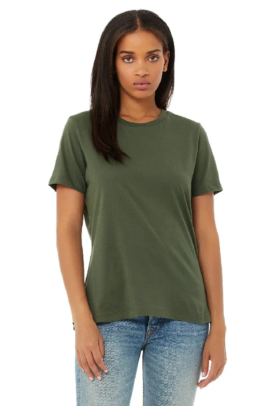 t-shirts for winter -Bella + Canvas Womens Relaxed Jersey Short Sleeve Crewneck T-Shirt - Military Green