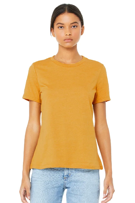 t-shirts for casual -Bella + Canvas Womens Relaxed Jersey Short Sleeve Crewneck T-Shirt - Mustard Yellow