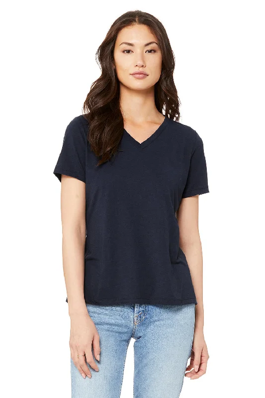 knight t-shirts noble -Bella + Canvas Womens Short Sleeve V-Neck T-Shirt - Solid Navy Blue