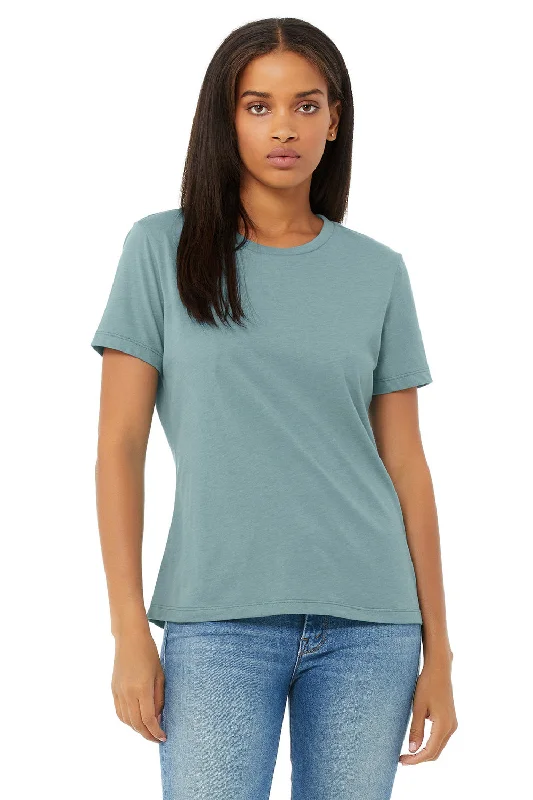 eco-friendly t-shirts organic -Bella + Canvas Womens CVC Short Sleeve Crewneck T-Shirt - Heather Blue Lagoon