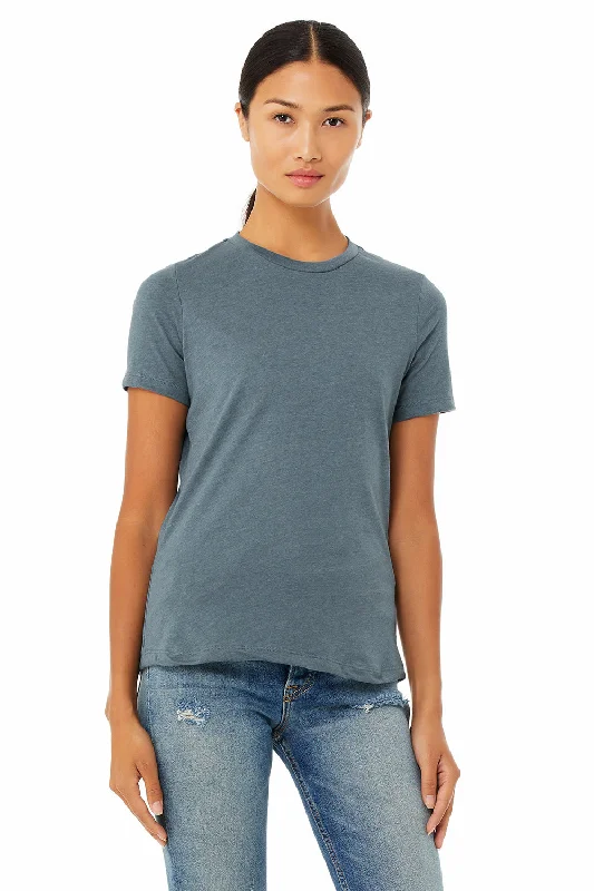 t-shirts for sporty -Bella + Canvas Womens CVC Short Sleeve Crewneck T-Shirt - Heather Slate Blue