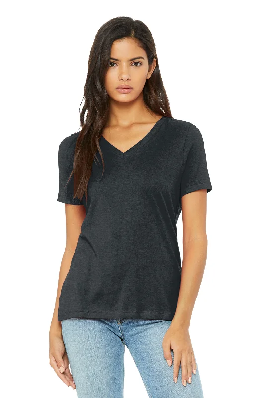 t-shirts for striped -Bella + Canvas Womens CVC Short Sleeve V-Neck T-Shirt - Heather Dark Grey