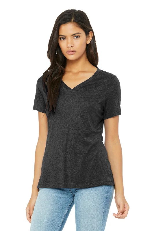 spring t-shirts fresh -Bella + Canvas Womens Short Sleeve V-Neck T-Shirt - Charcoal Black