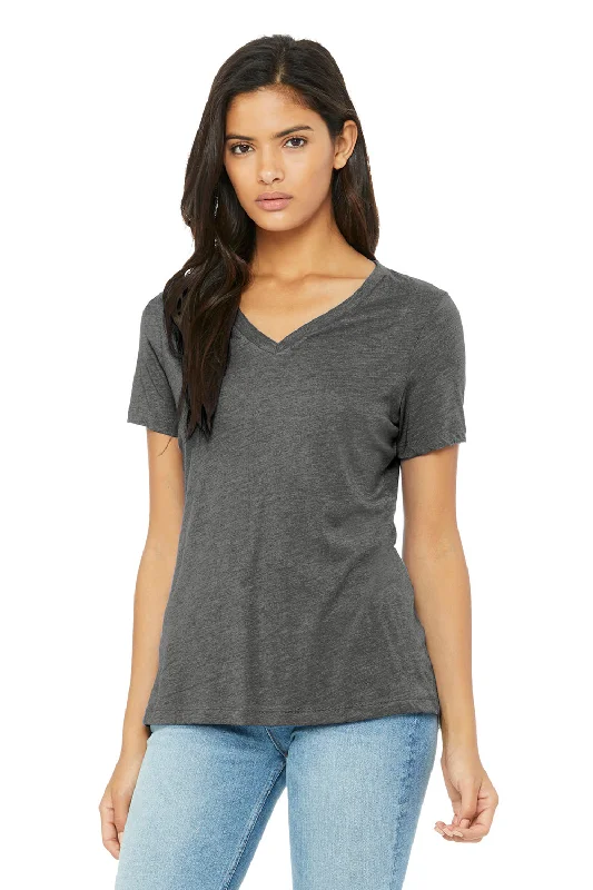 monogram t-shirts unique -Bella + Canvas Womens Short Sleeve V-Neck T-Shirt - Grey