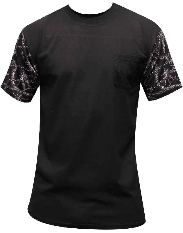 slogan t-shirts statement -Crooks & Castles Chainleaf Pocket T-shirt Black Multi