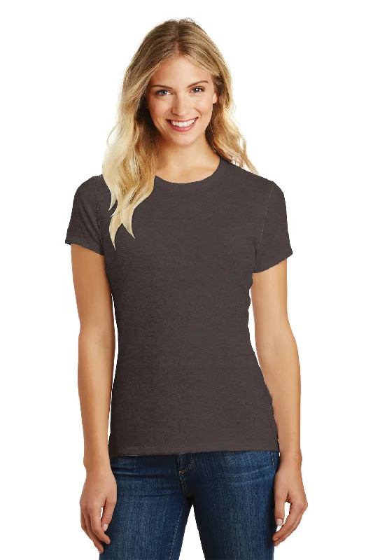 t-shirts for sleek -District Womens Perfect Blend Short Sleeve Crewneck T-Shirt - Heather Brown - Closeout