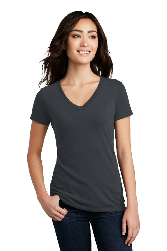 District Womens Perfect Blend Short Sleeve V-Neck T-Shirt - Charcoal Grey