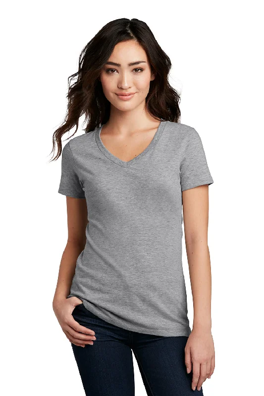 t-shirts for luxe -District Womens Perfect Blend Short Sleeve V-Neck T-Shirt - Heather Light Grey