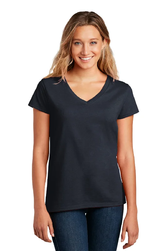 t-shirts for fun -District Womens Re-Tee Short Sleeve V-Neck T-Shirt - True Navy Blue