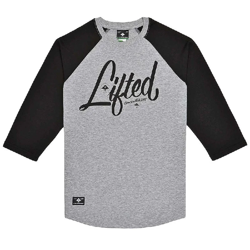 t-shirts for fitted -Lrg RC Three Quarter Sleeve Raglan Baseball T-Shirt Black