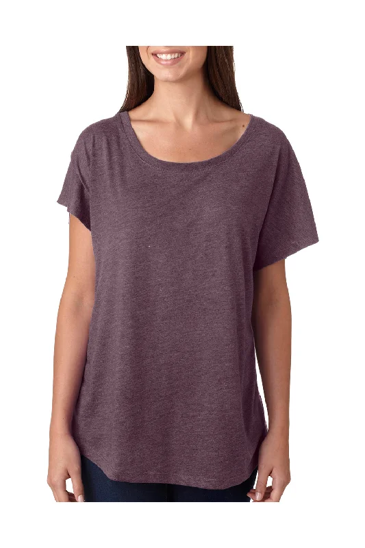 t-shirts for short -Next Level Womens Dolman Jersey Short Sleeve Scoop Neck T-Shirt - Vintage Purple