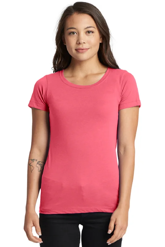 t-shirts for women -Next Level Womens Ideal Jersey Short Sleeve Crewneck T-Shirt - Hot Pink