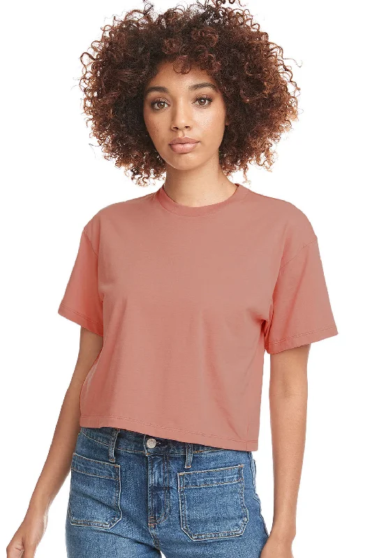 oversized t-shirts women -Next Level Womens Ideal Crop Short Sleeve Crewneck T-Shirt - Desert Pink