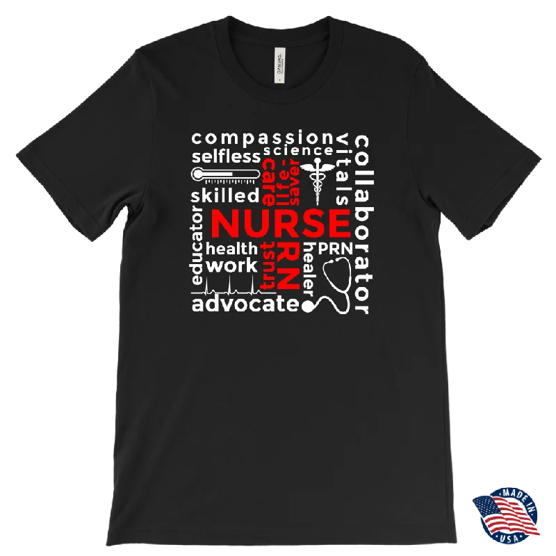 steampunk t-shirts retro -NURSE Words Subway Typography RED CROSS Men's T-Shirt