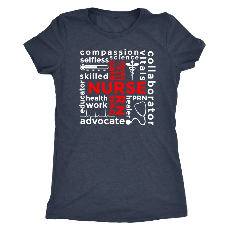 cloud t-shirts dreamy -NURSE Words Subway Typography RED CROSS Women's T-Shirt