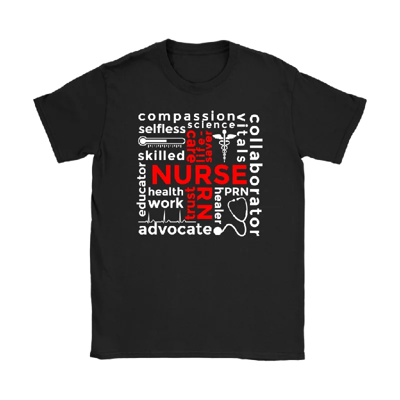 herringbone t-shirts subtle -NURSE Words Subway Typography RED CROSS Women's T-Shirt