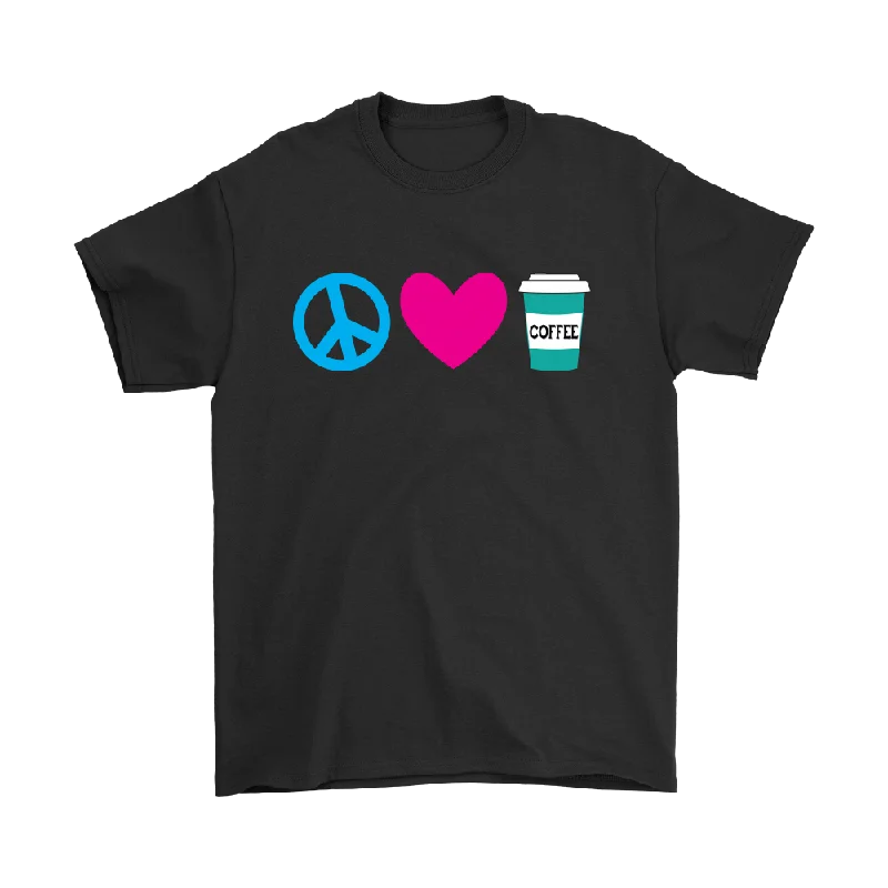 marled t-shirts textured -Peace, Love, and Coffee Short Sleeve Men's T-shirt