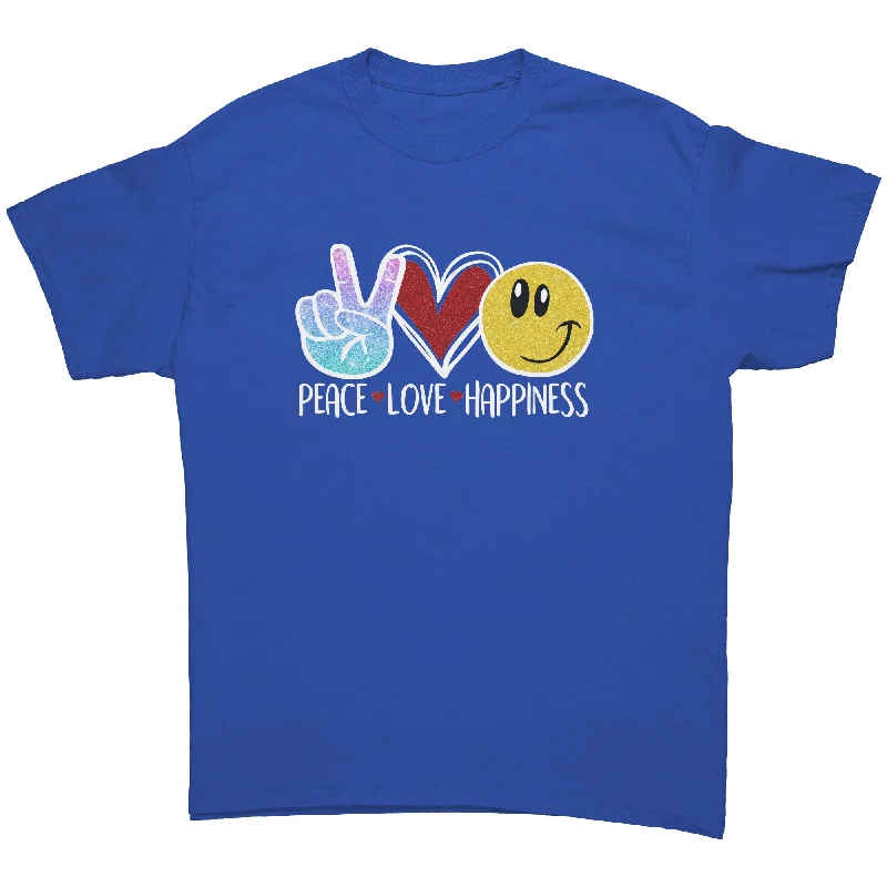 off-shoulder t-shirts flirty -PEACE LOVE HAPPINESS Unisex T-Shirt