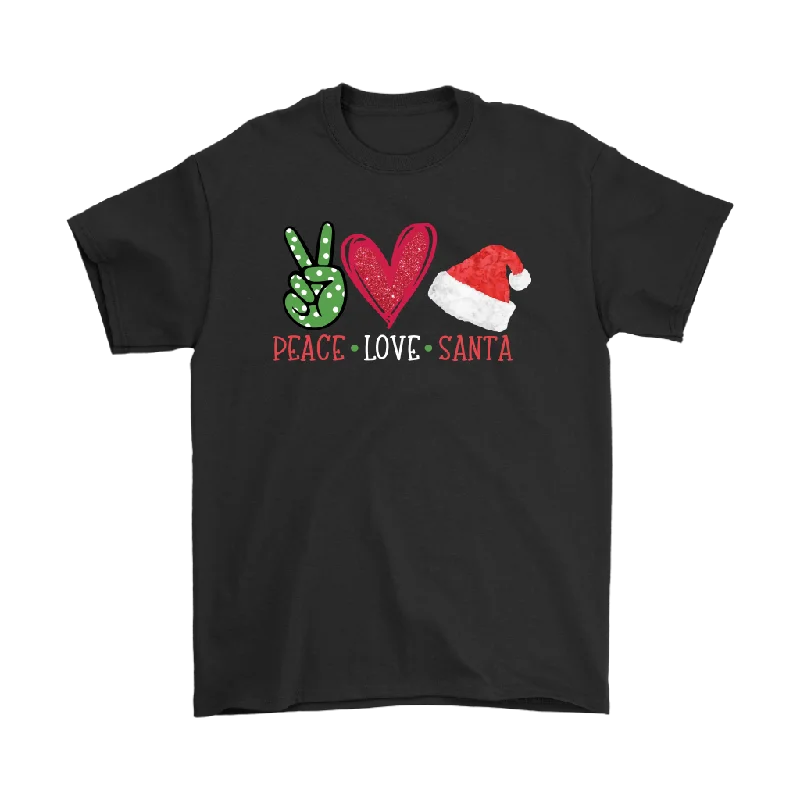 linen t-shirts breezy -PEACE LOVE SANTA Unisex Christmas T-Shirt