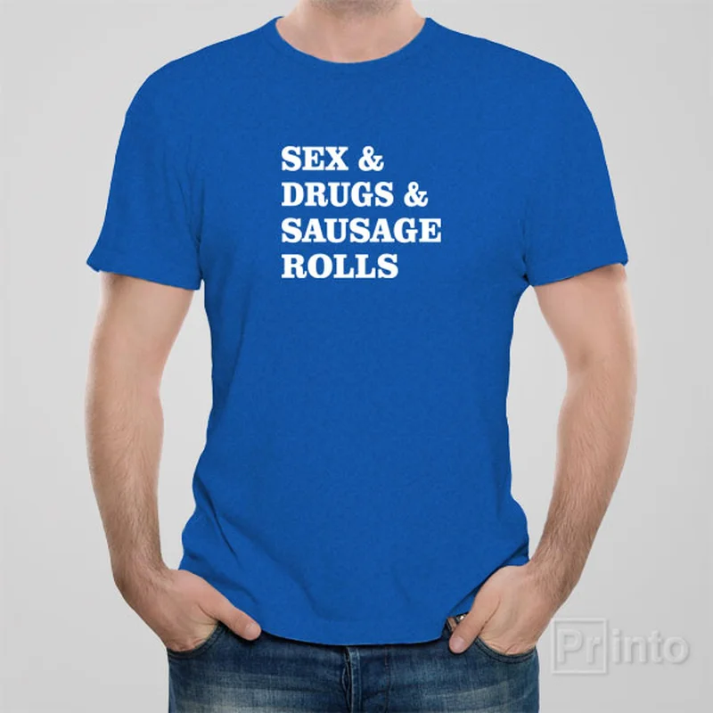 robot t-shirts tech -Sex and Drugs and Sausage rolls - T-shirt