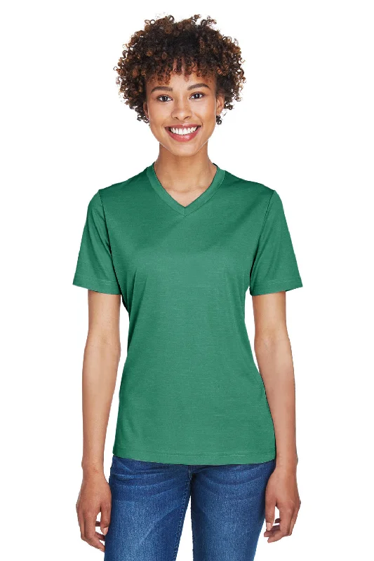 t-shirts with stars -Team 365 Womens Sonic Performance Heather Moisture Wicking Short Sleeve V-Neck T-Shirt - Heather Forest Green